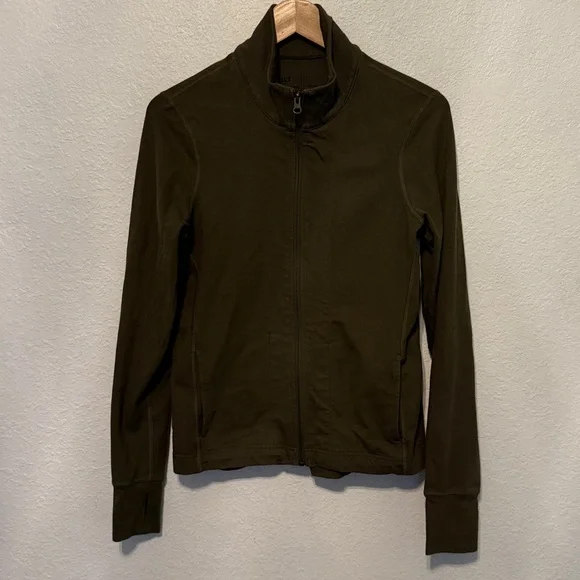 Perfect PACT Full Zip Jacket Sweatshirt Olive Green Organic Cotton - Picture 4 of 8